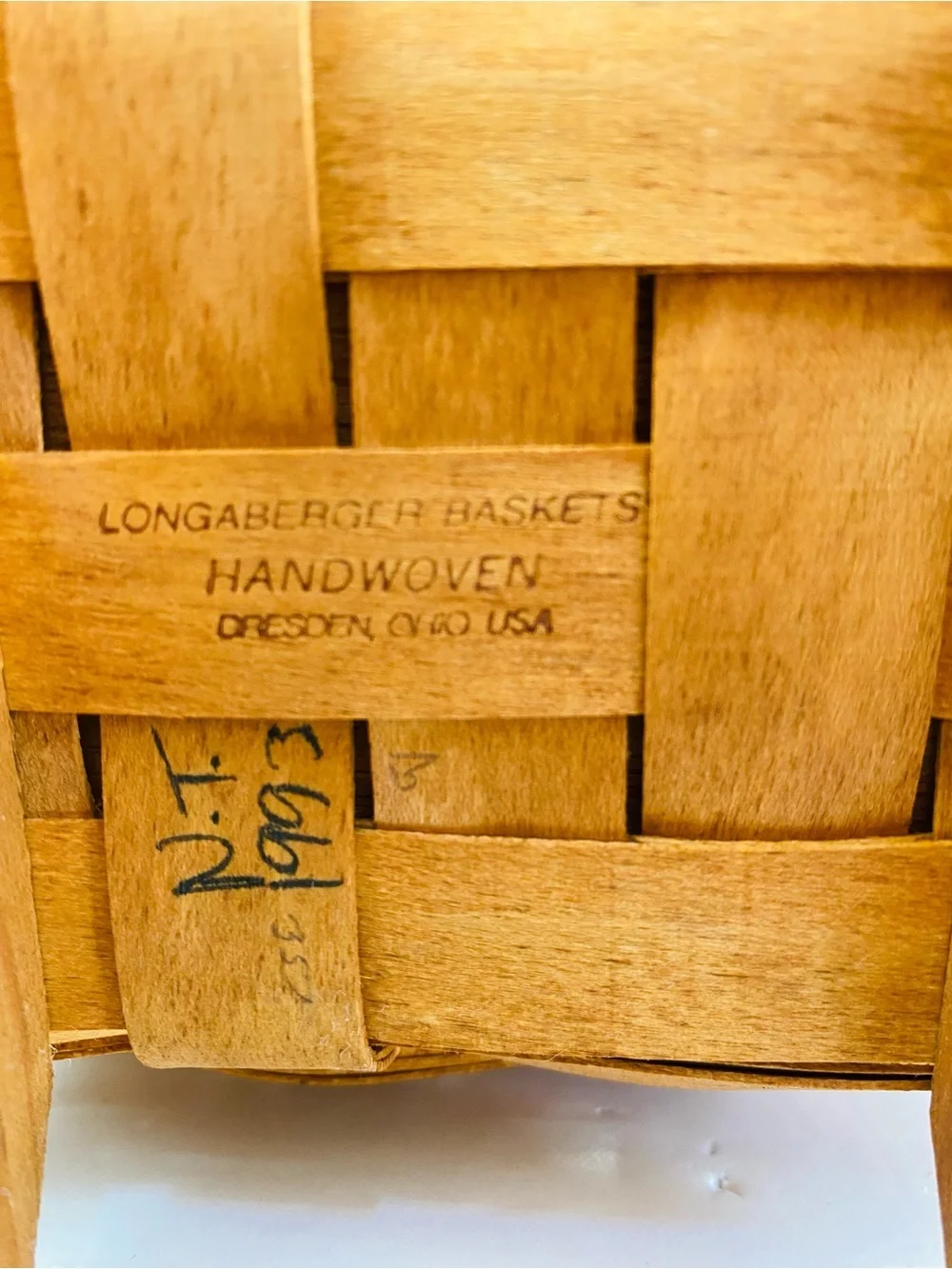 Longaberger Handwoven Signed Rocker/Cradle Basket 7” x 4.5” x 5”